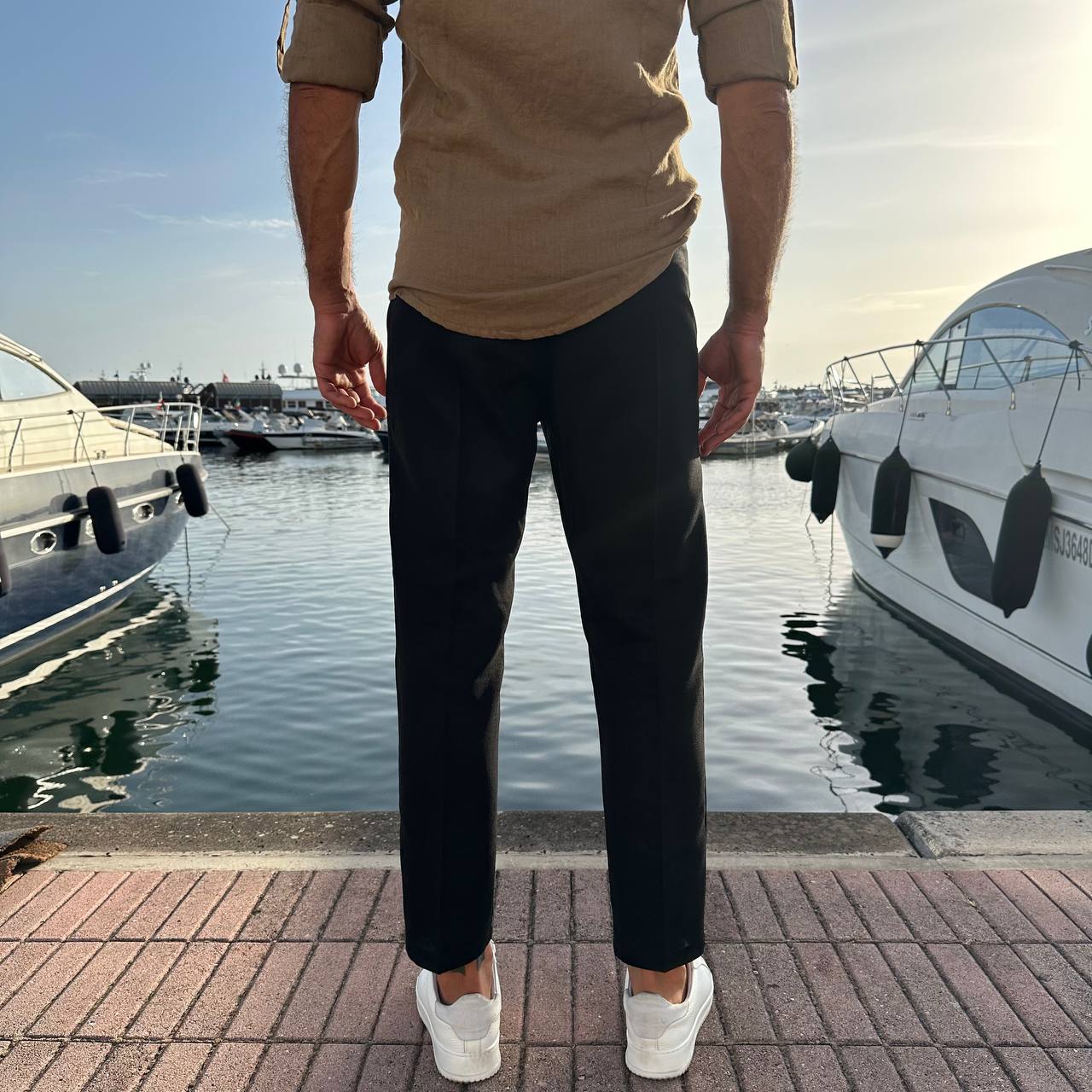 Pantalone Capri In Misto Lino nero