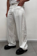 Pantalone Casual In Lino Bianco