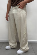 Pantalone Casual In Lino Beige