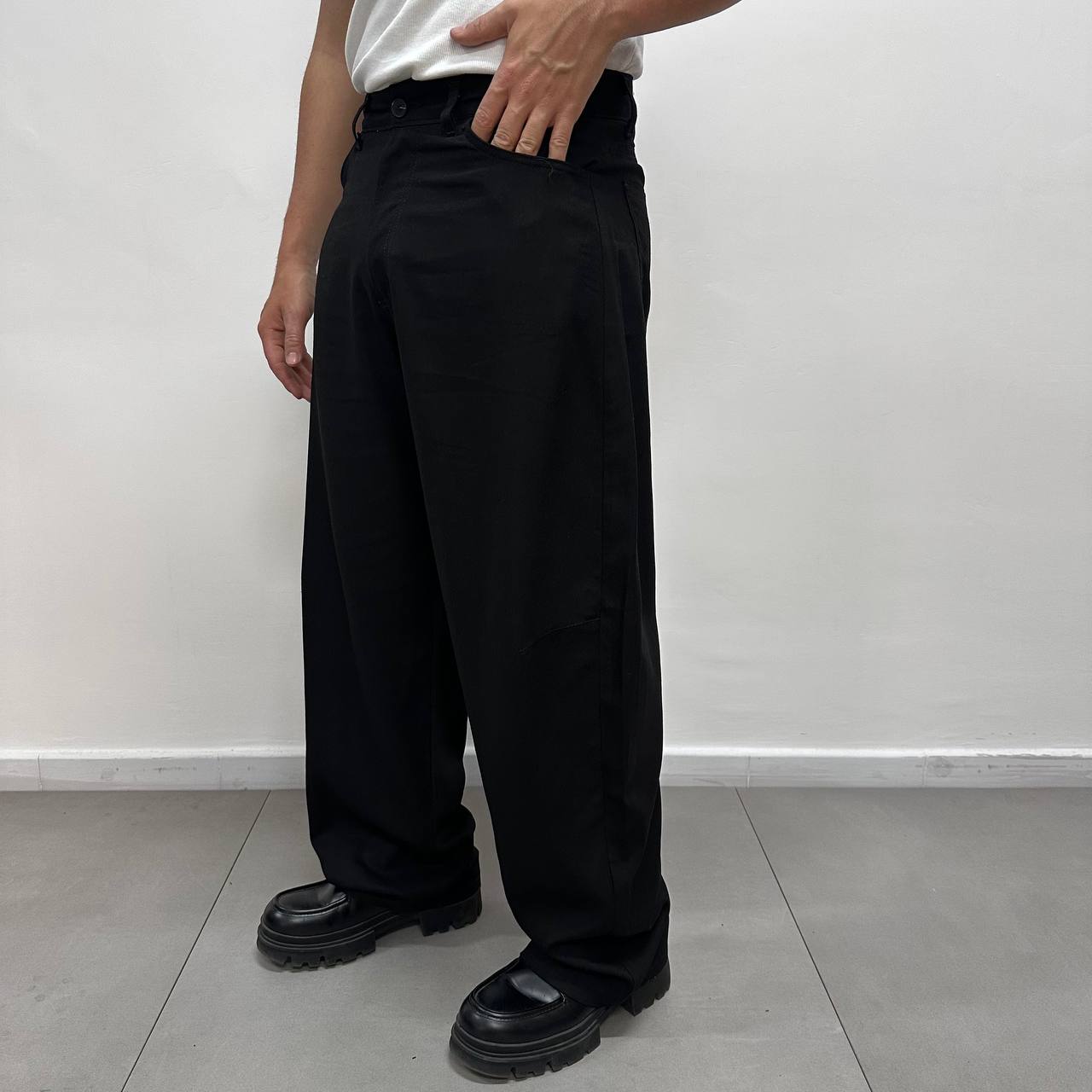 Pantalone Casual In Lino Nero