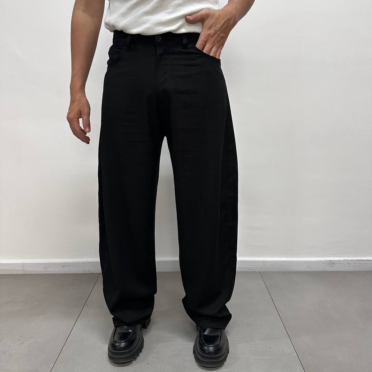 Pantalone Casual In Lino Nero