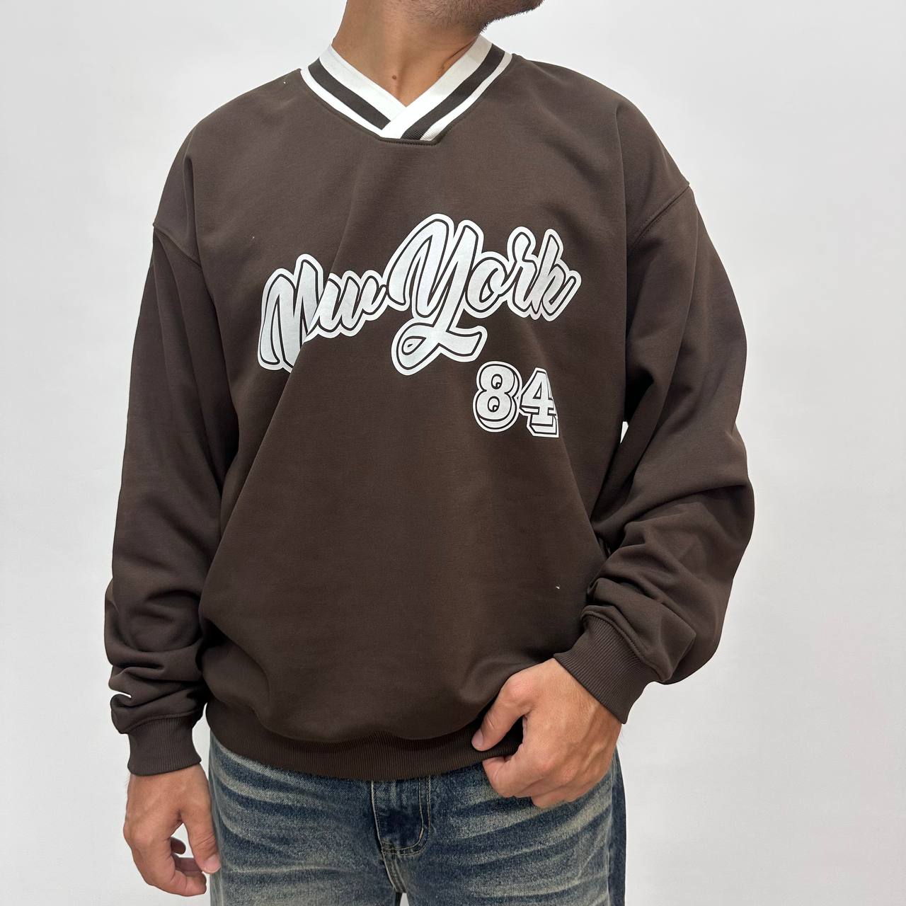 Pullover America Marrone