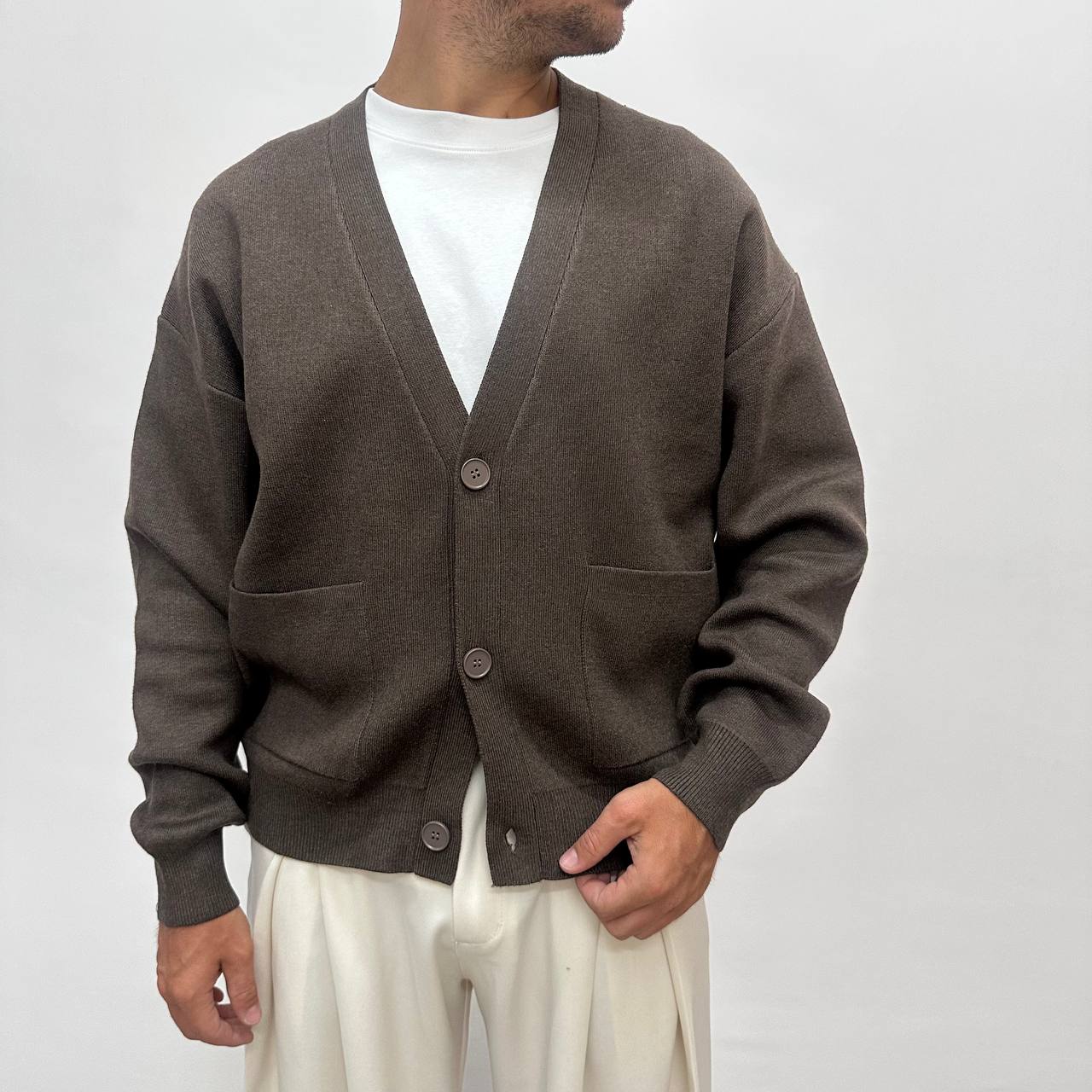 Cardigan Strutturato Marrone