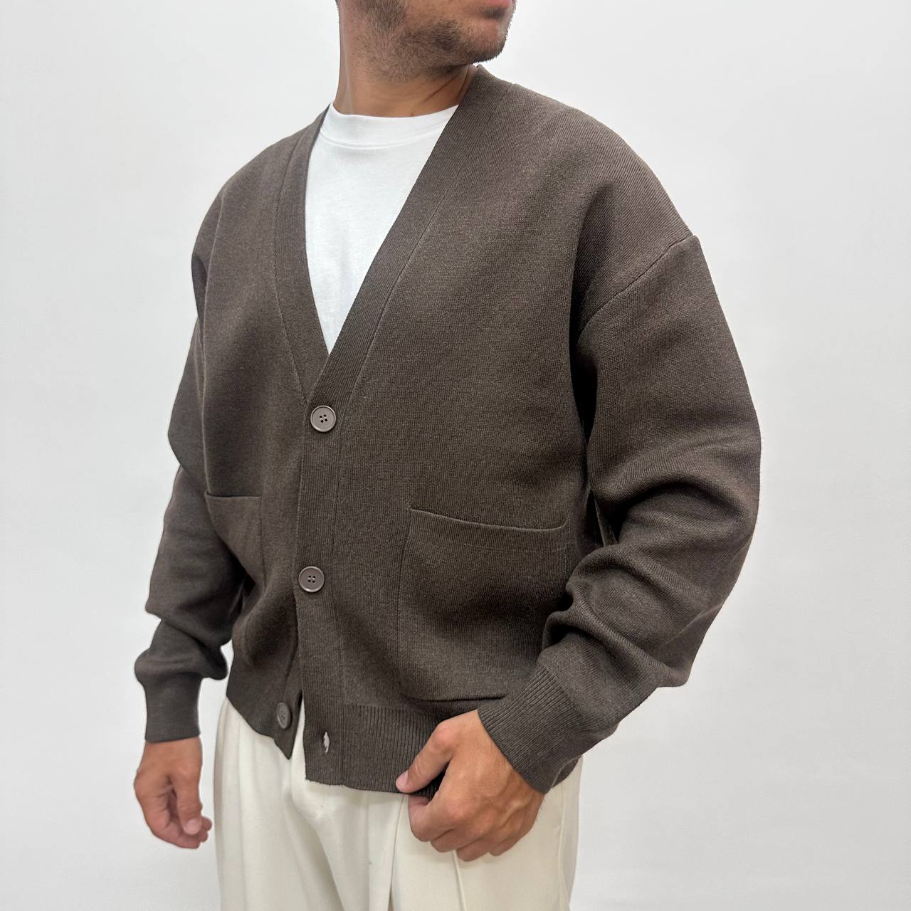 Cardigan Strutturato Marrone