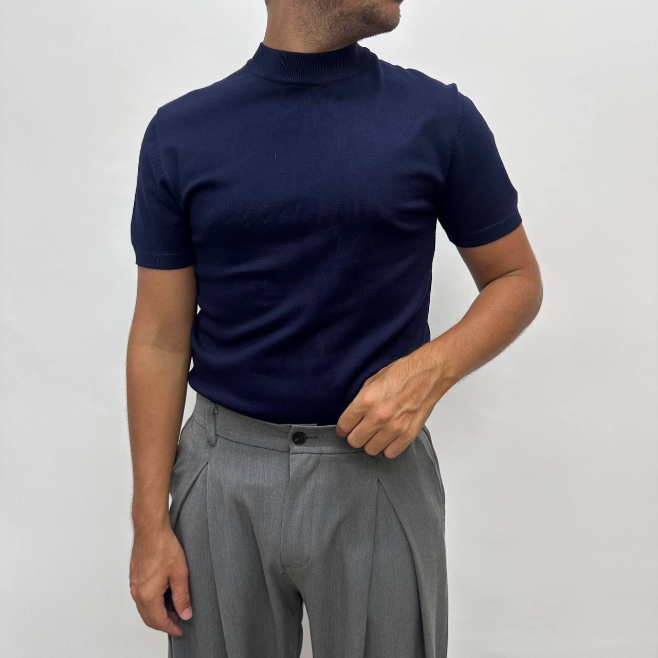 Maglia mezzocollo blu