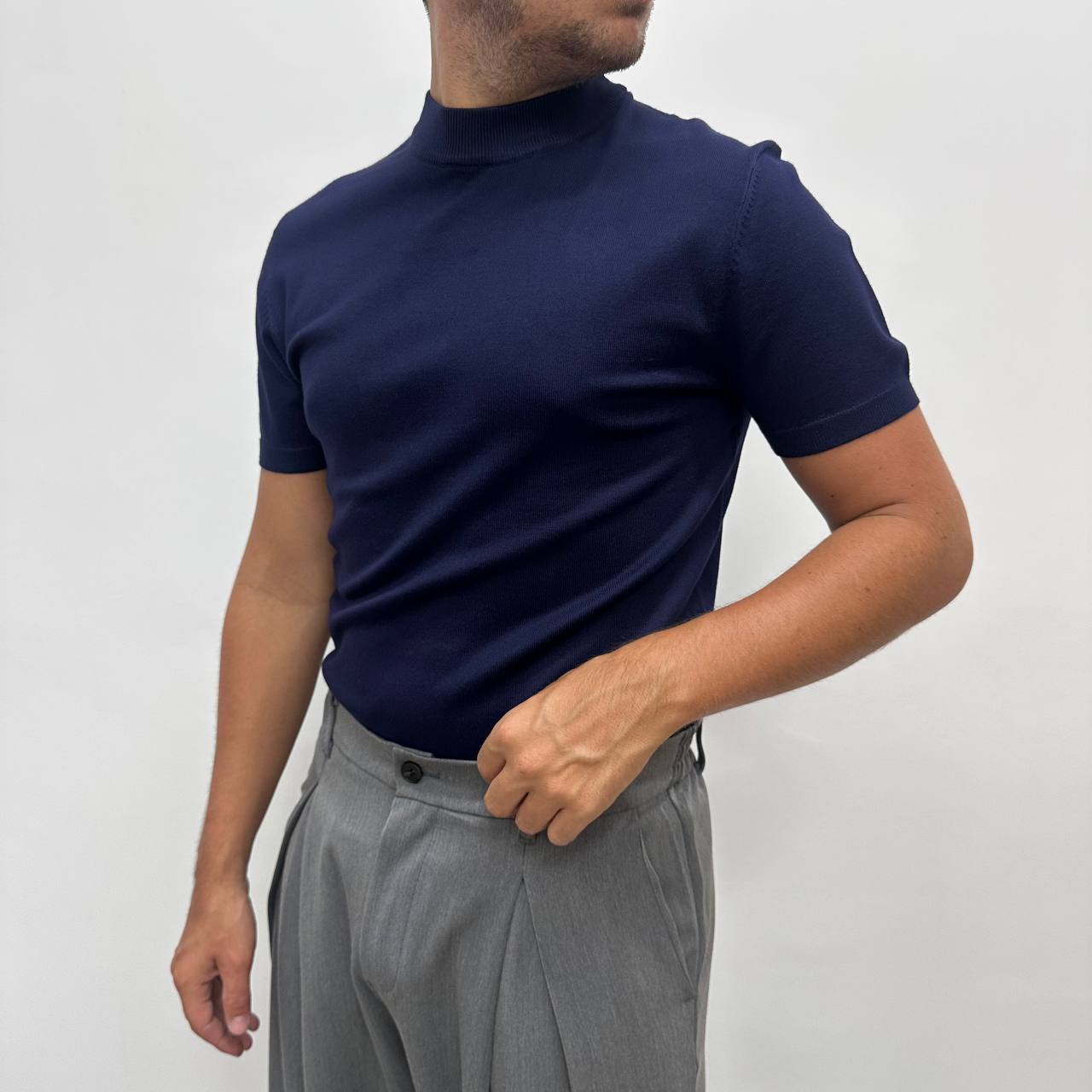 Maglia mezzocollo blu