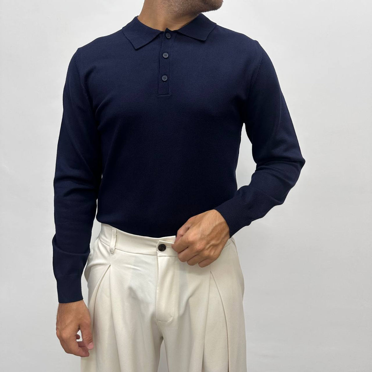 Polo in caldo cotone blu