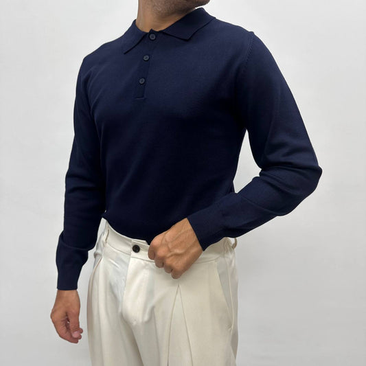 Polo in caldo cotone blu