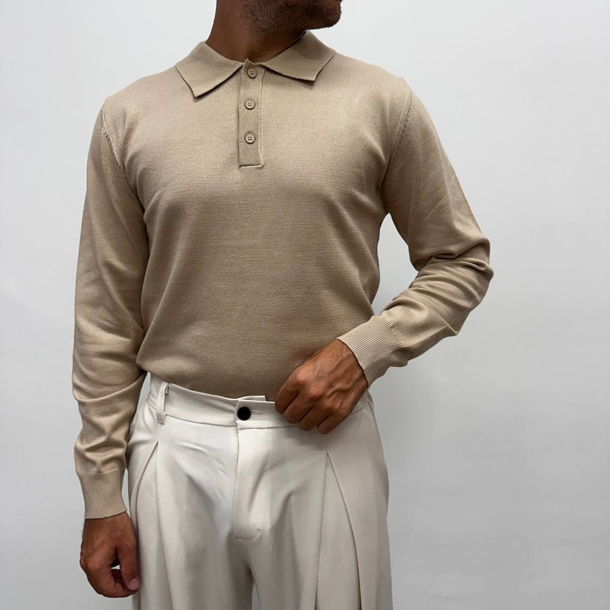 Polo in caldo cotone beige