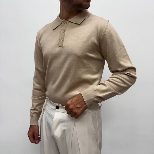 Polo in caldo cotone beige
