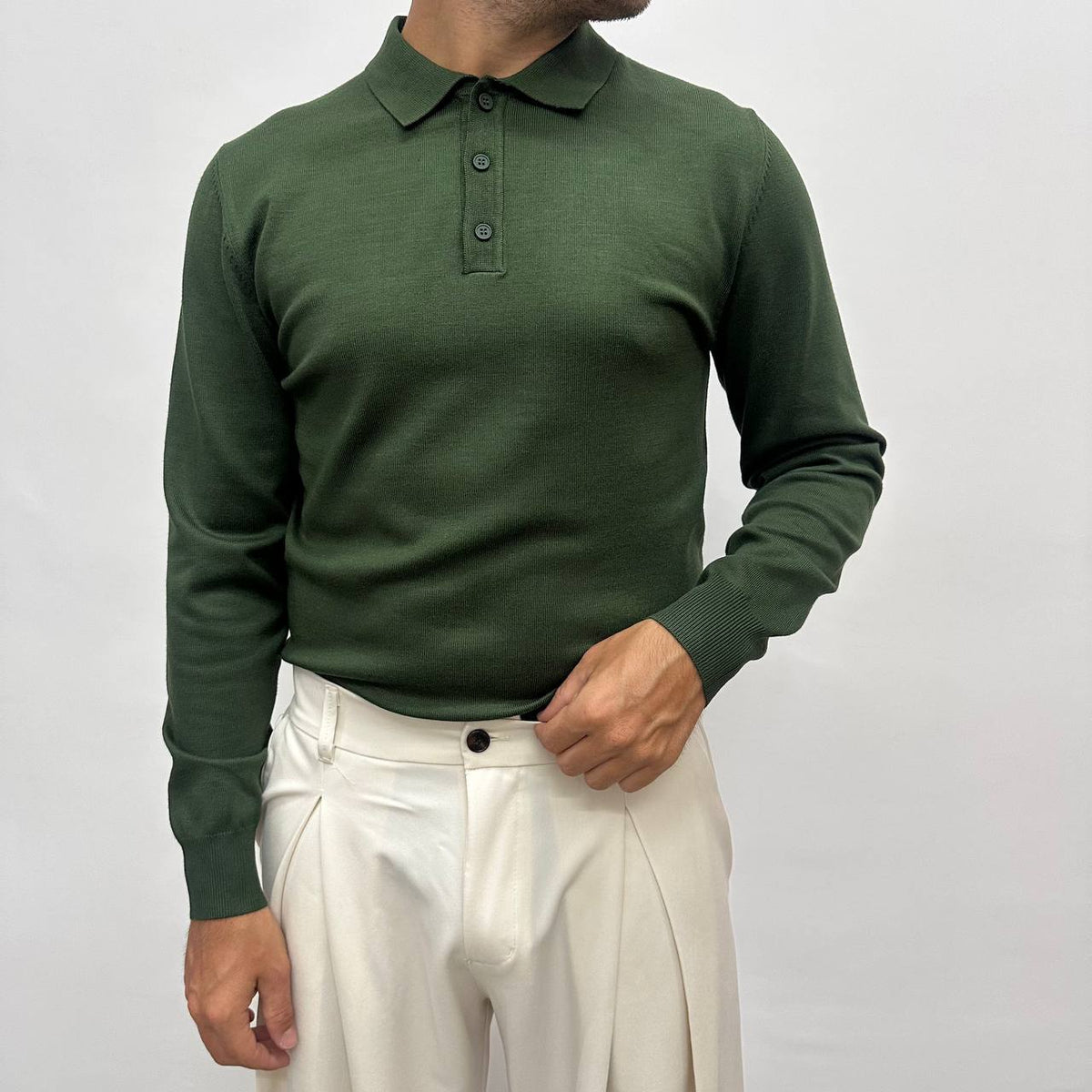 Polo in caldo cotone verde
