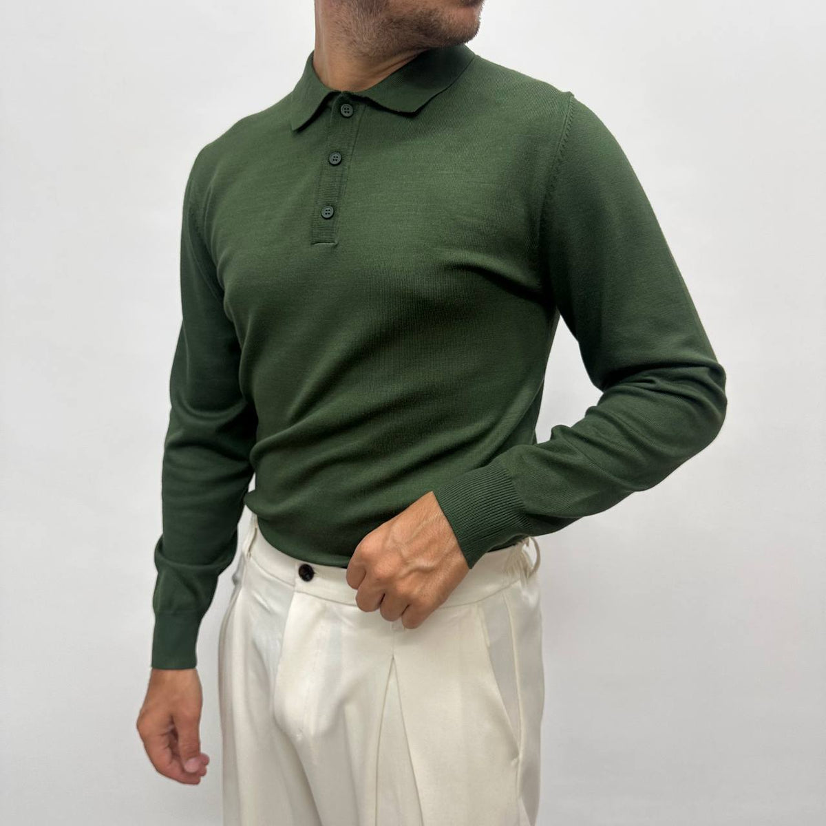 Polo in caldo cotone verde