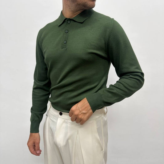 Polo in caldo cotone verde