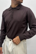 Polo in caldo cotone marrone