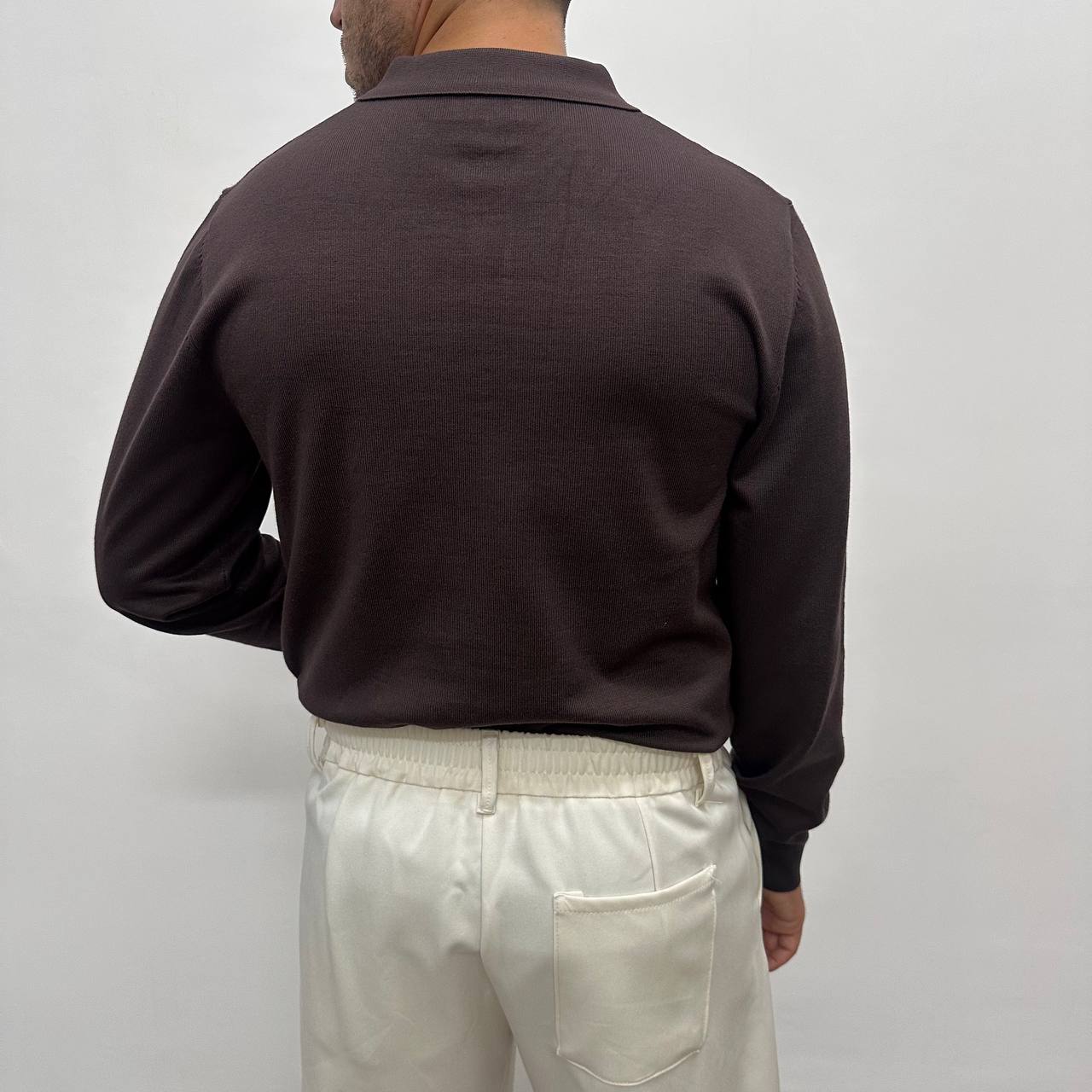 Polo in caldo cotone marrone