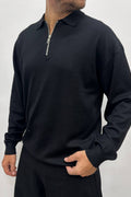 Polo over con zip nera