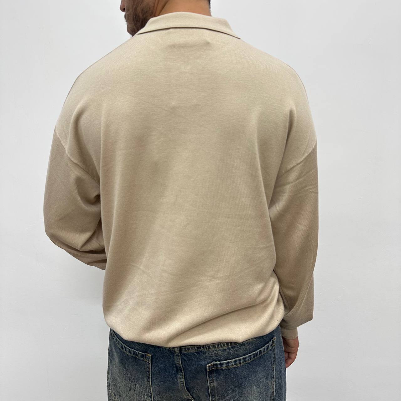 Polo over con zip Beige