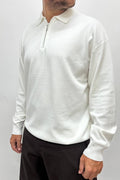 Polo over con zip bianca