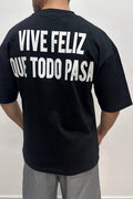 T-shirt feliz nera