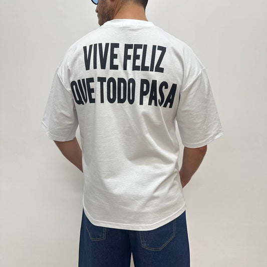 T-shirt feliz bianca