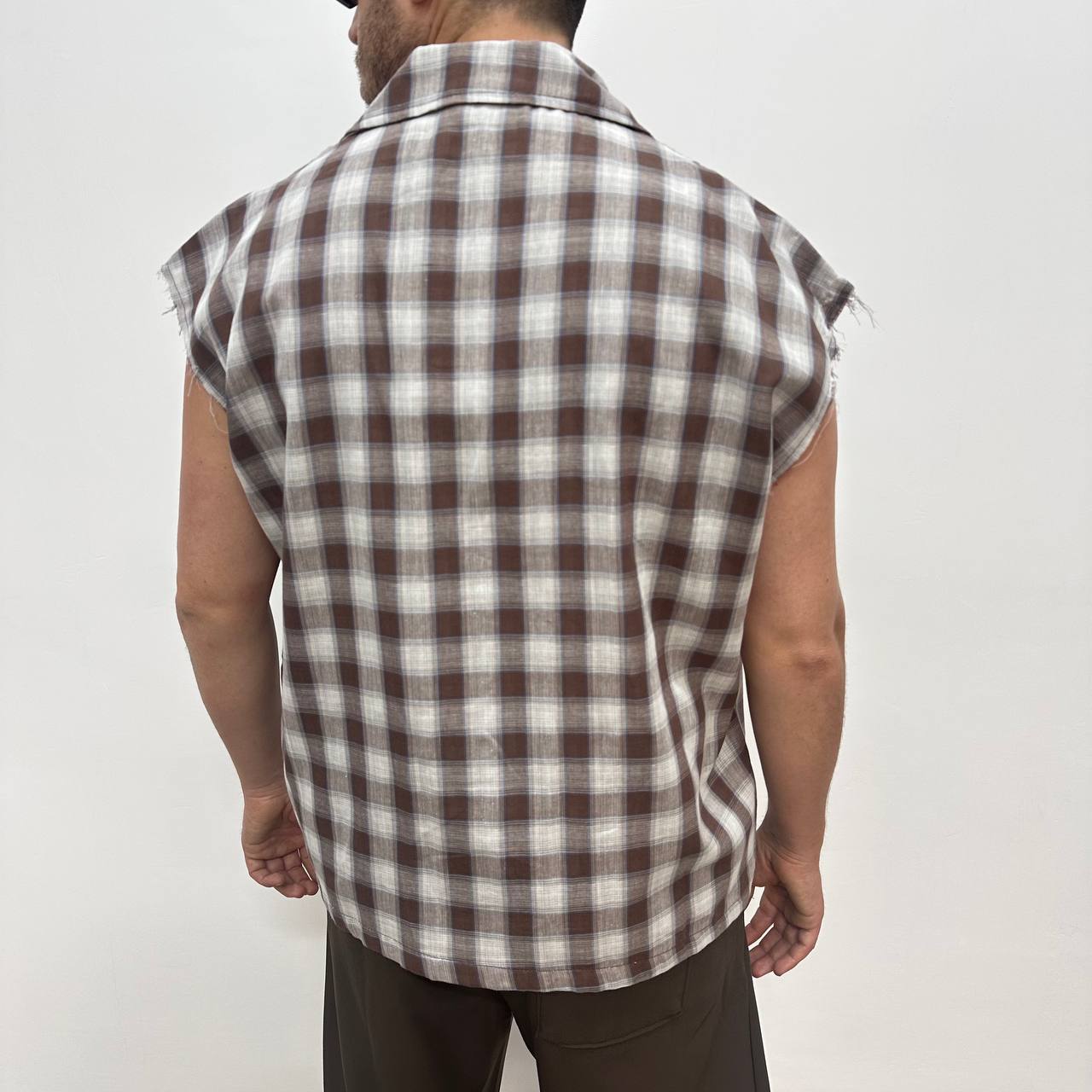 Camicia a scacchi marrone