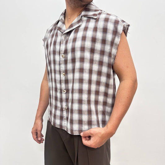 Camicia a scacchi marrone