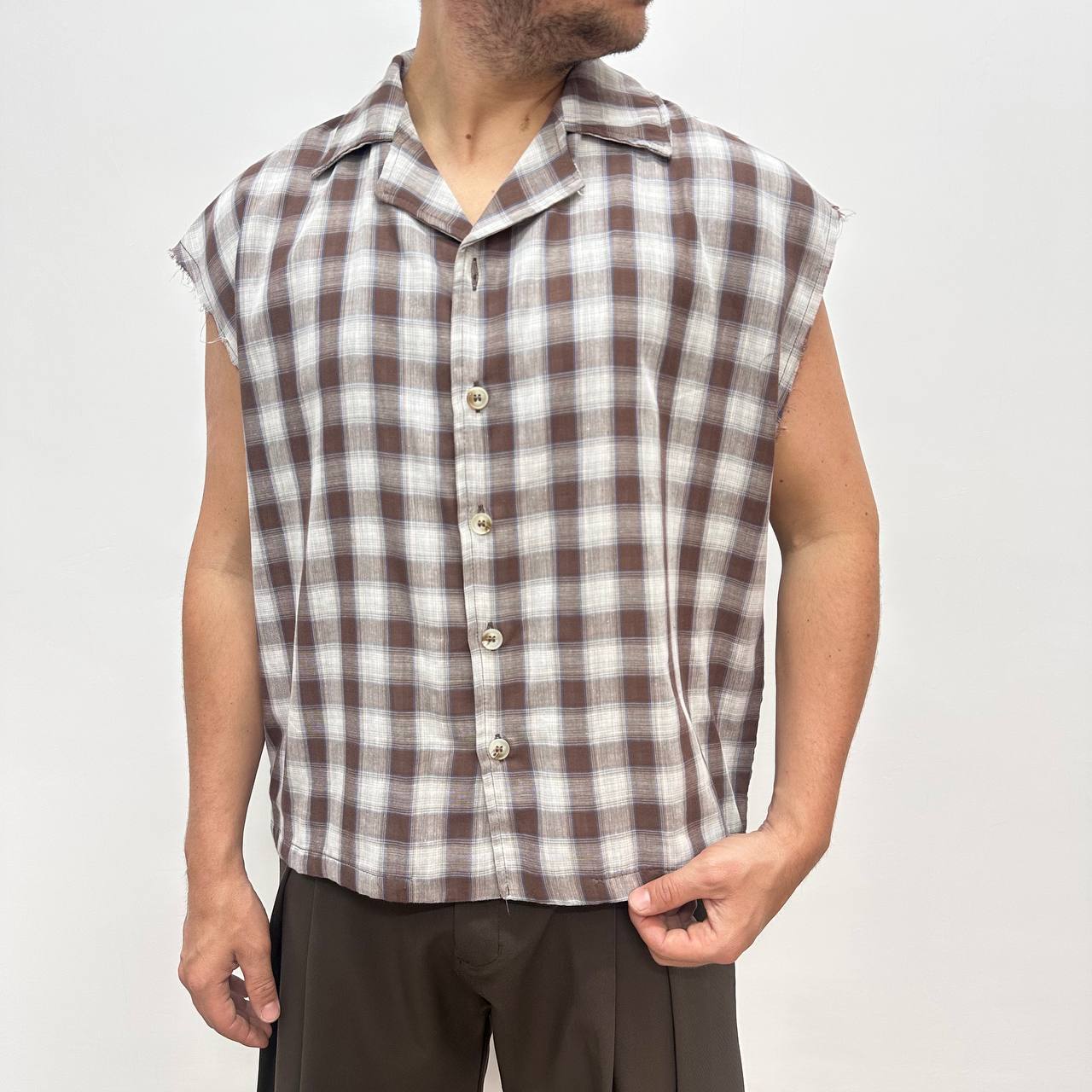 Camicia a scacchi marrone