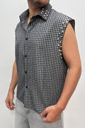 Camicia con perle smanicata nera