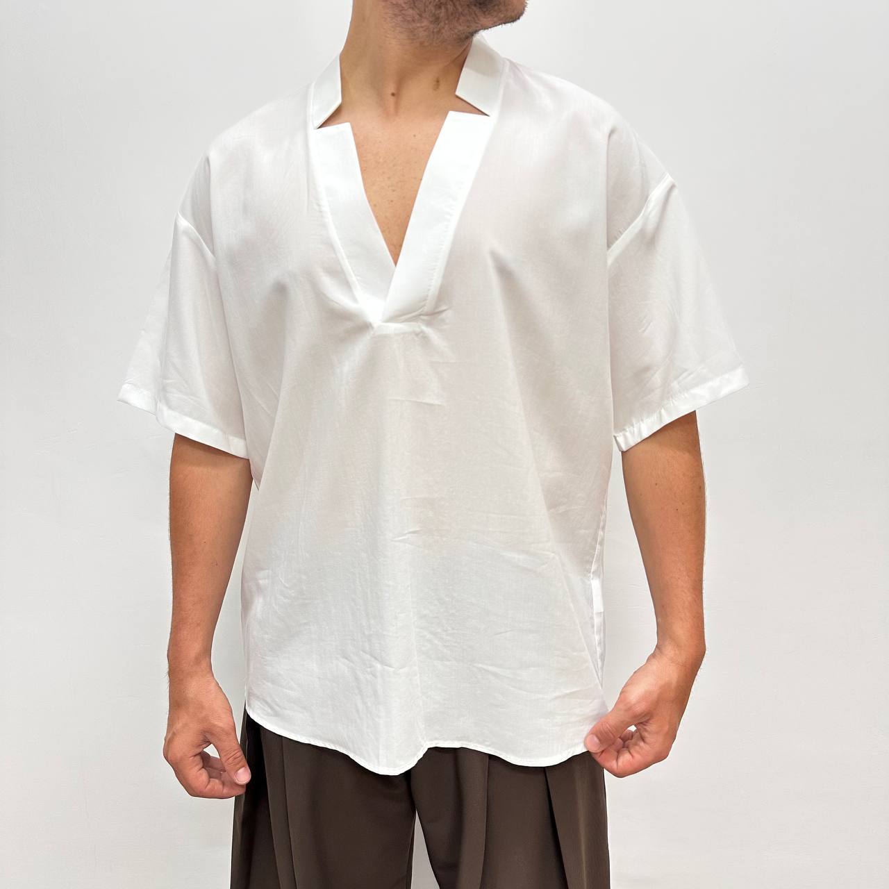 Camicia Scollo V Bianca