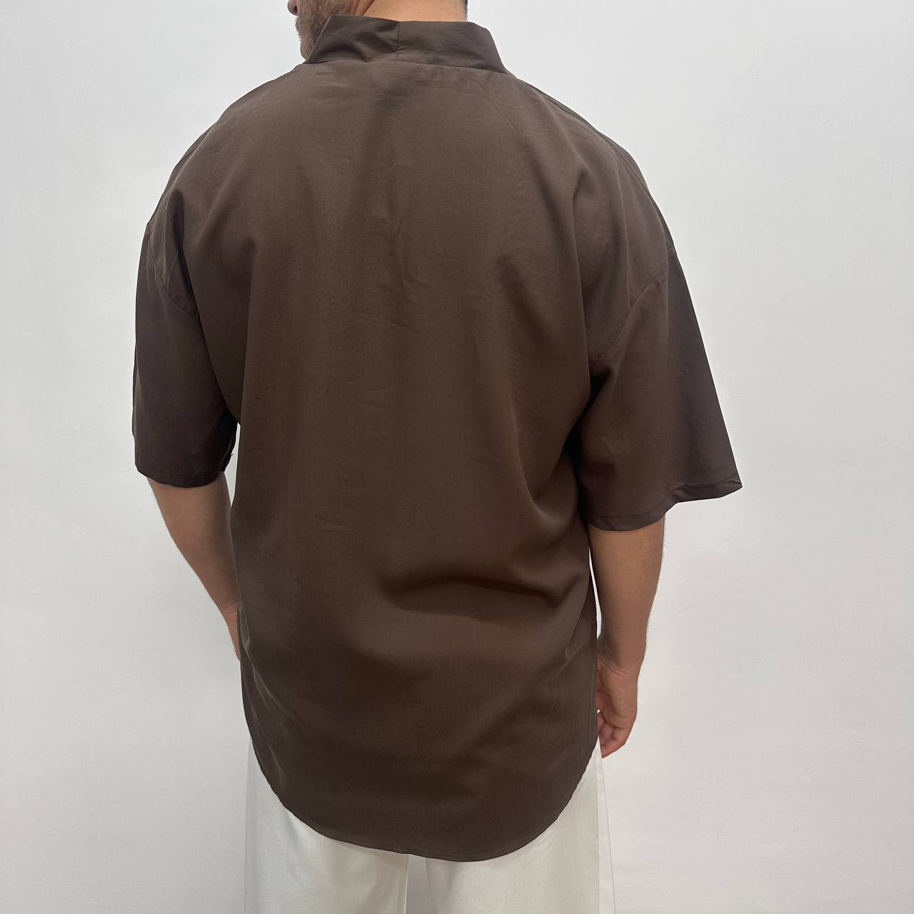 Camicia Scollo V Marrone