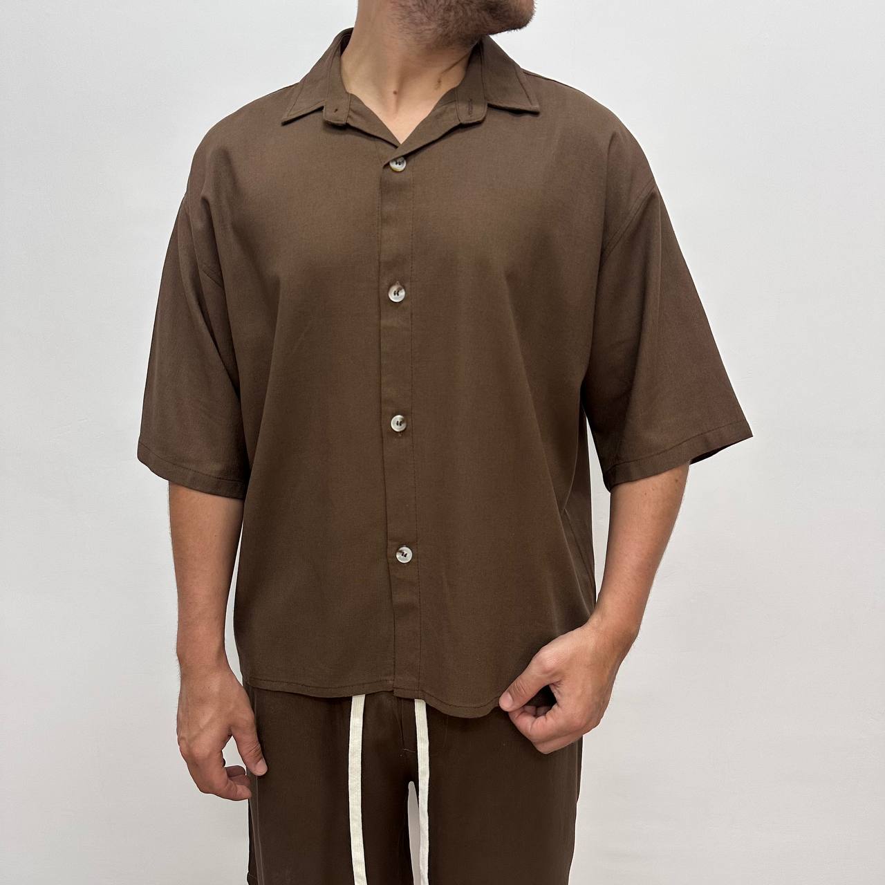 Coordinato In Lino Marrone