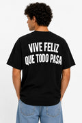 T-shirt feliz nera