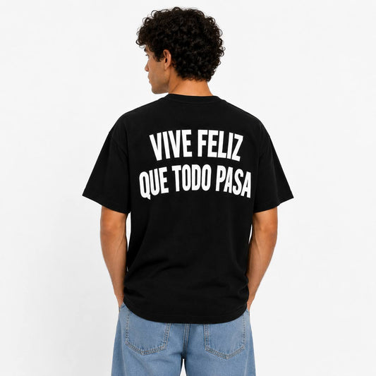 T-shirt feliz nera