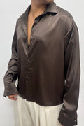 CAMICIA SATIN MARRONE