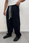 Pantalone elastico in lino nero