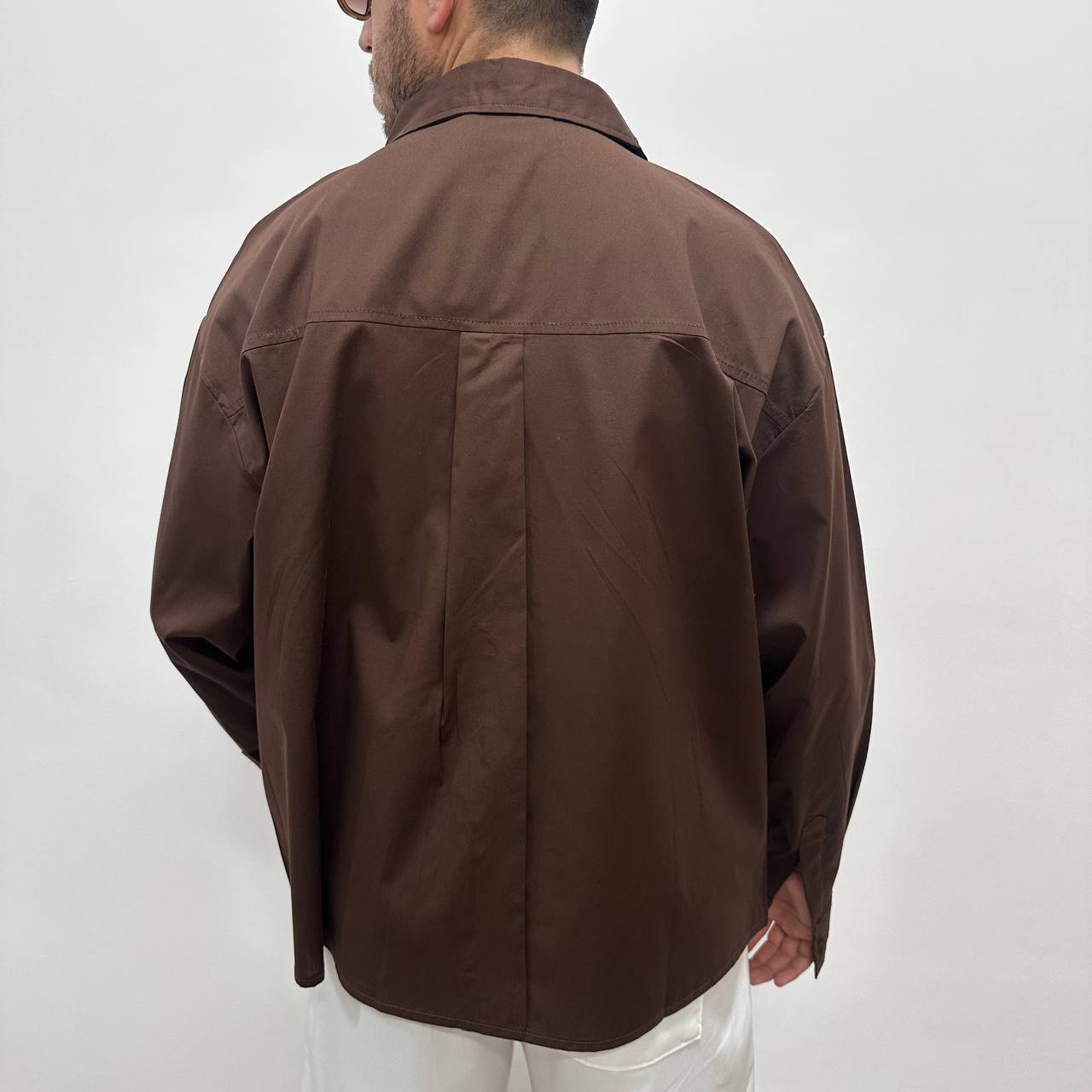 Camicia Over In Cotone Marrone