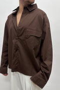 Camicia Over In Cotone Marrone
