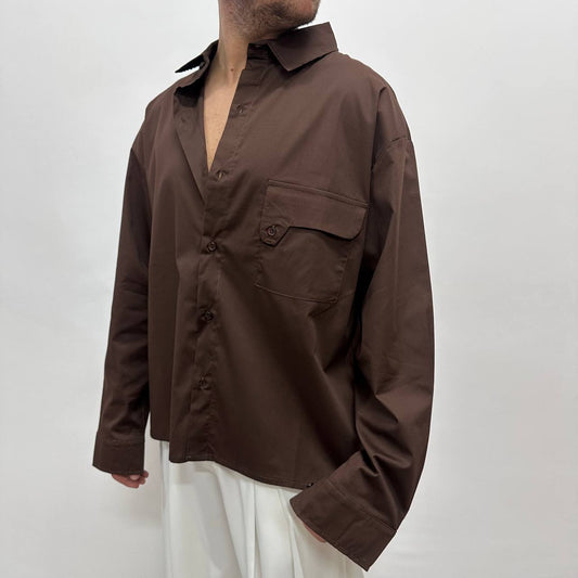 Camicia Over In Cotone Marrone