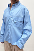 Camicia Over In Cotone Celeste