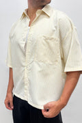 Camicia riga beige