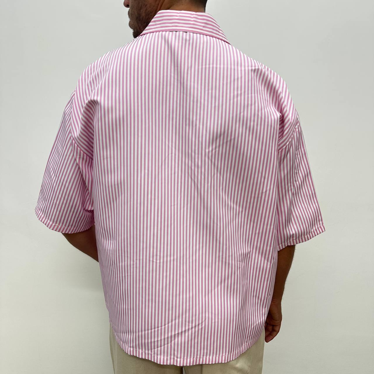 Camicia riga rosa