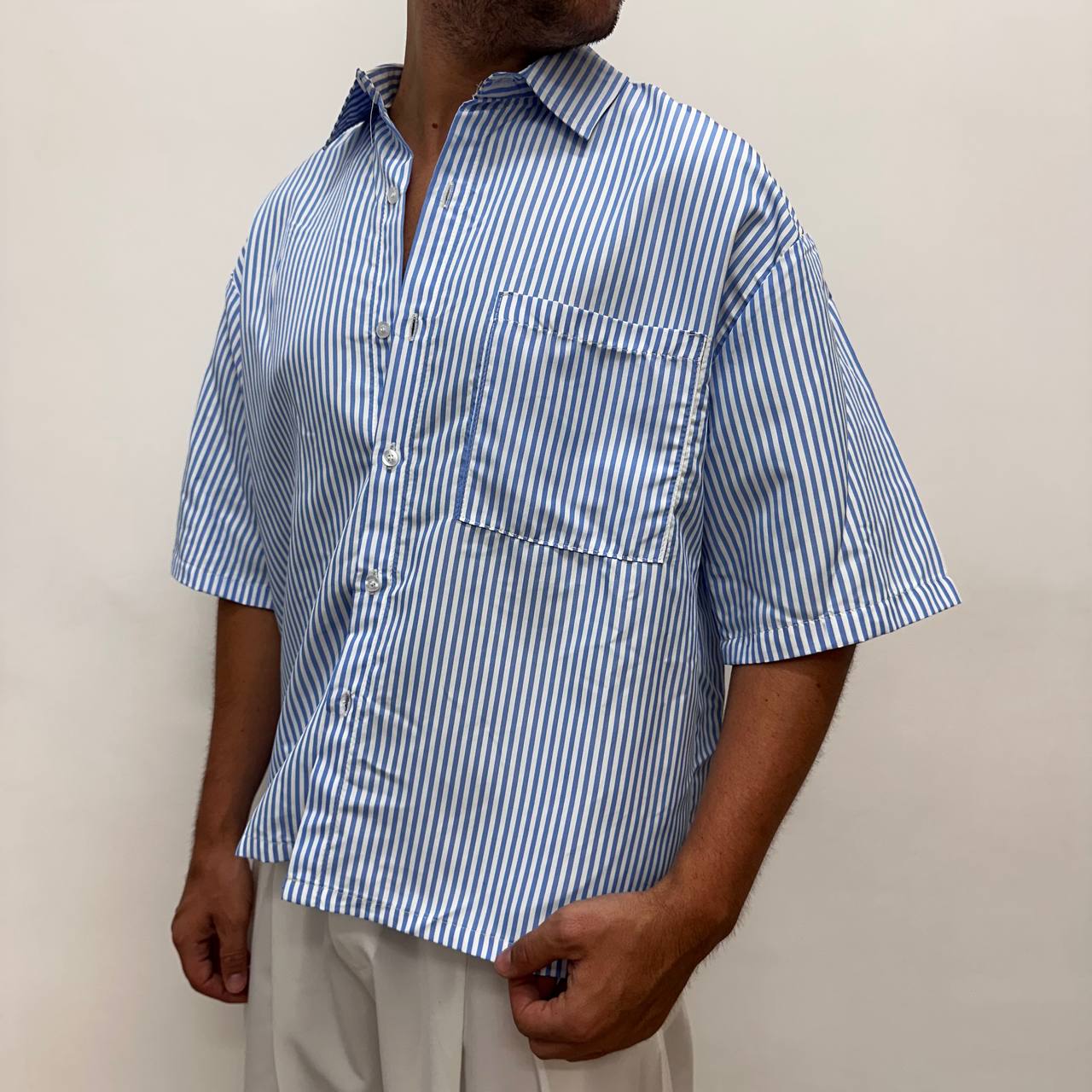 Camicia riga celeste