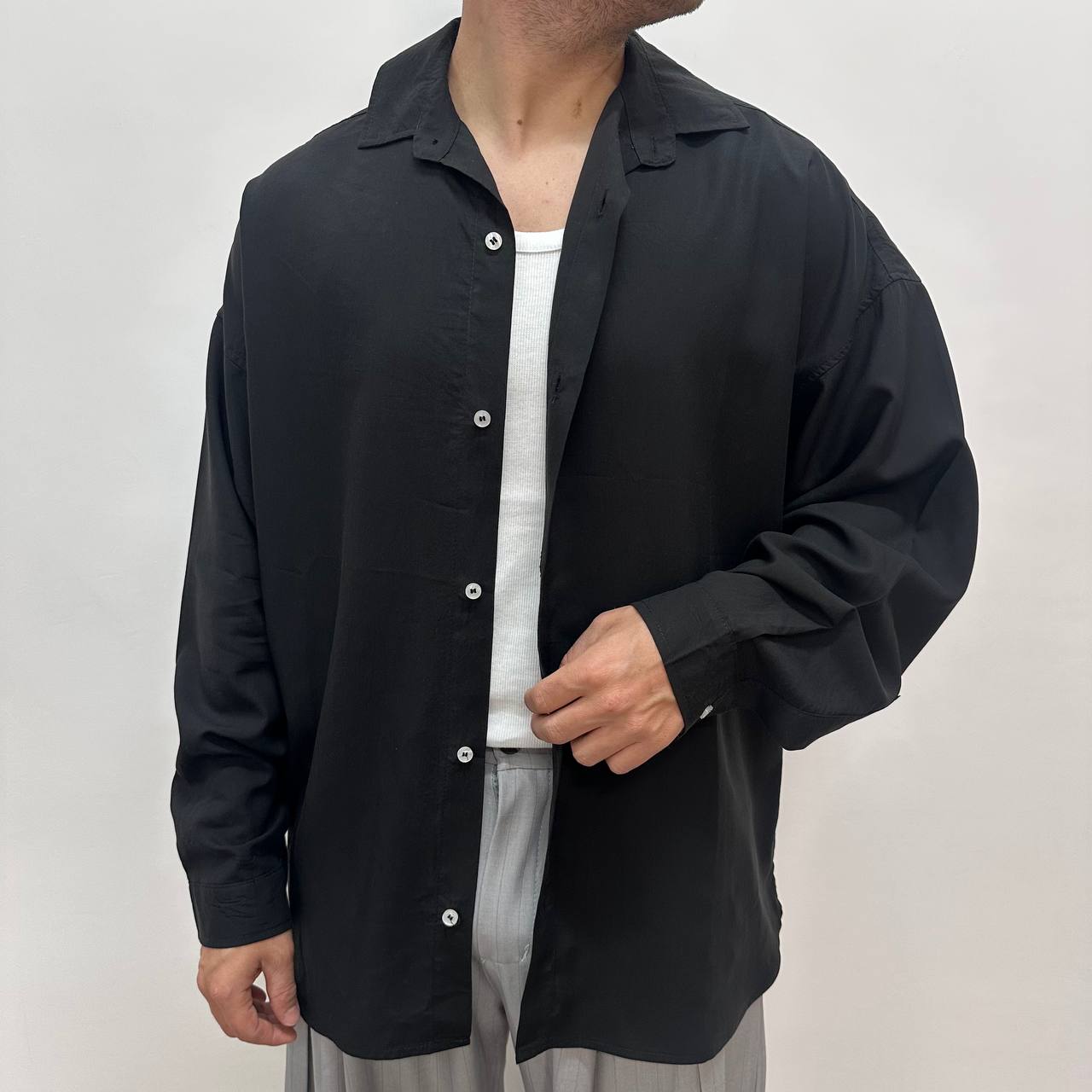Camicia in viscosa over nera