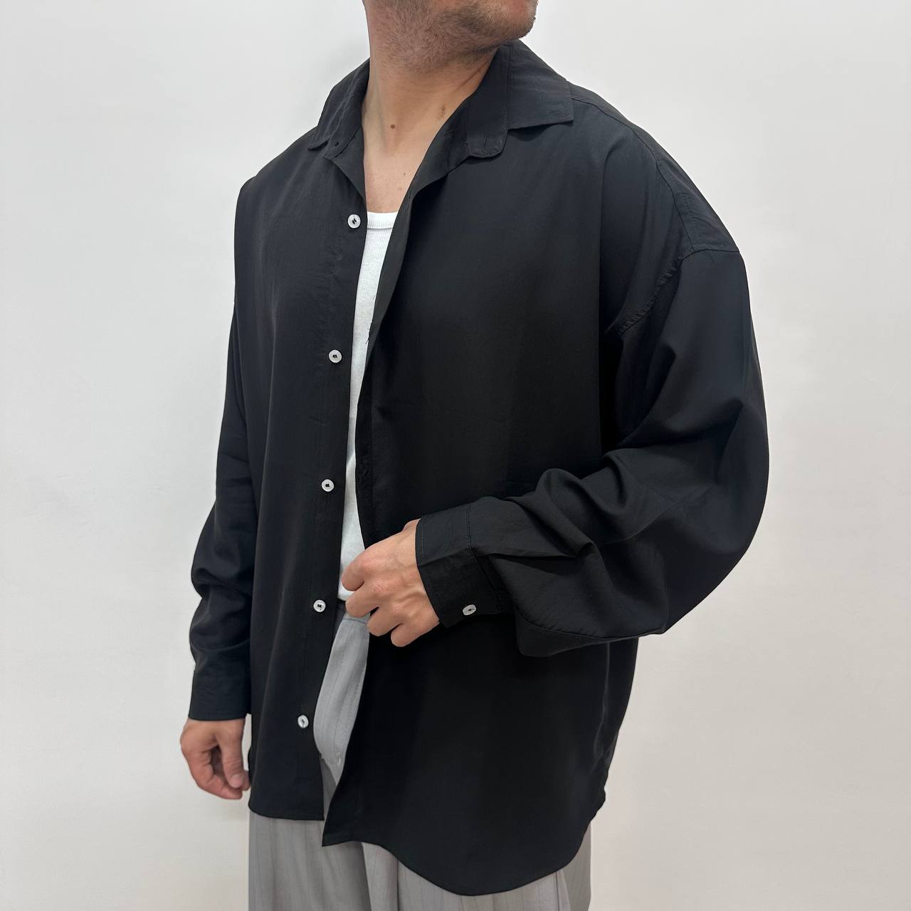 Camicia in viscosa over nera