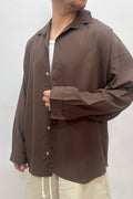 Camicia In Viscosa Over Marrone